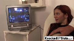 Knocked up redhead sucks and fucks in the doctor s office
