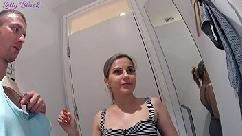 Fitting room sex with clothing store consultant ends cum swallow