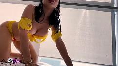 Minx excites lover and getshard rough sex in sexual yellow lingerie